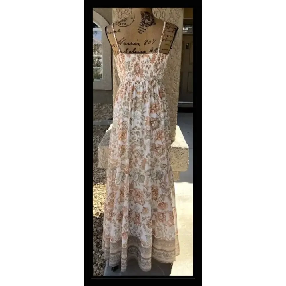 Flying Tomato Crochet Top Detail Floral Print Combo Maxi Dress Size M - Picture 9 of 13